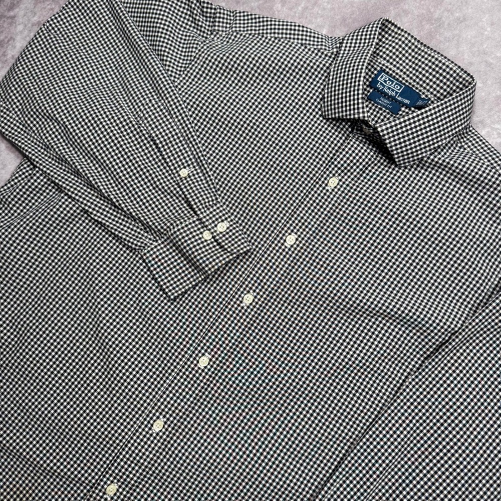 Polo Ralph Lauren Regent Classic Fit Gingham Shirt Black White 17.5 34/35
